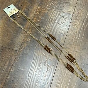 Elegant Gold and Brown Beaded Necklace Set